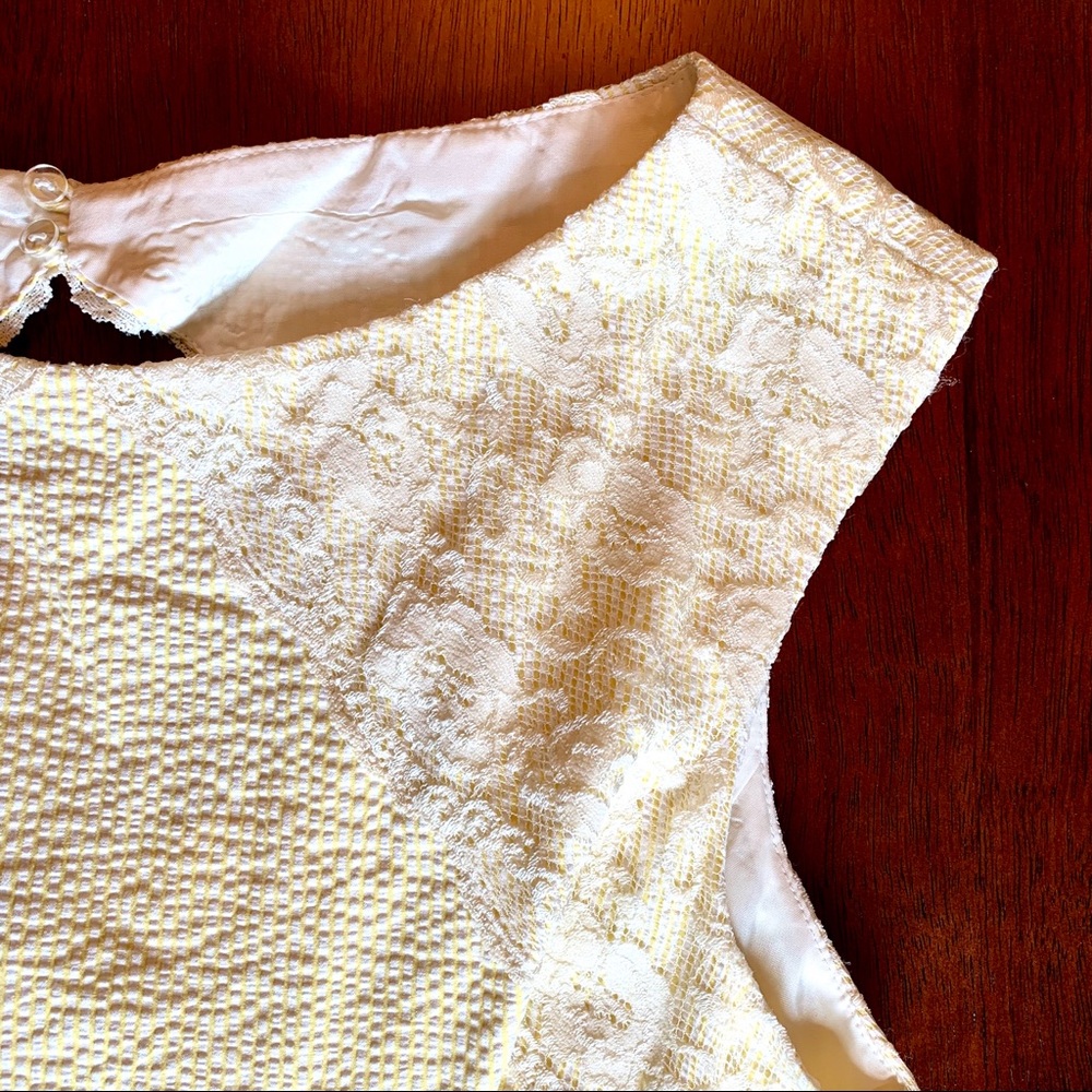 Maggy London Yellow Lace Seersucker Dress